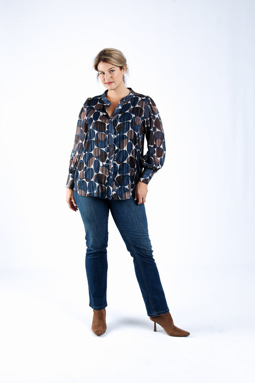 Blouse imprimé ronds avec foil-Paprika-5