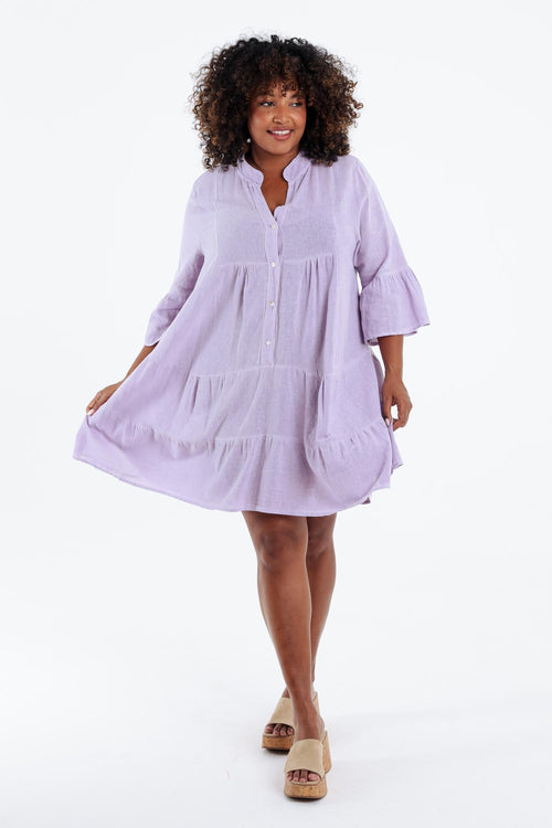 Robe tunique en gaze de coton unie-Paprika-7