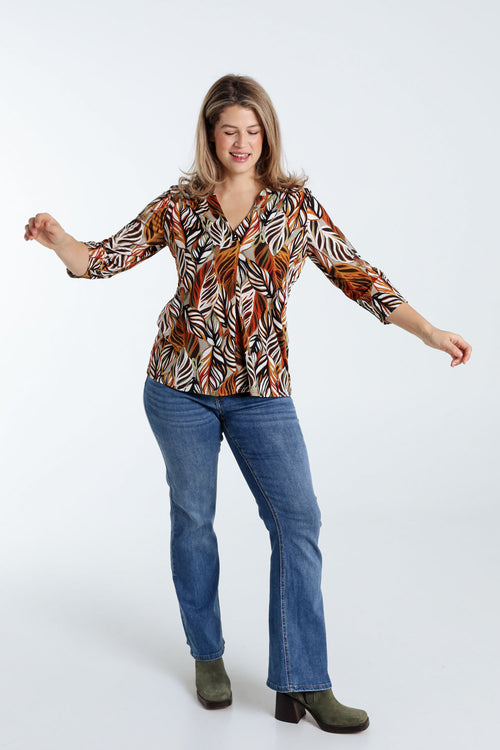 T-shirt plumes en maille gomme-Paprika-8