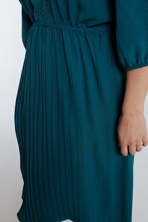 Robe longue unie bas plissé-Paprika-4