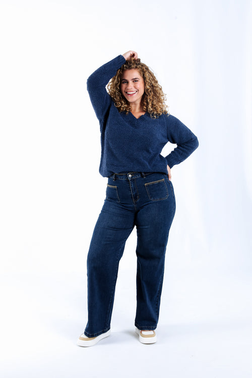Jeans Elodie avec poches et détail broderie-Paprika-6