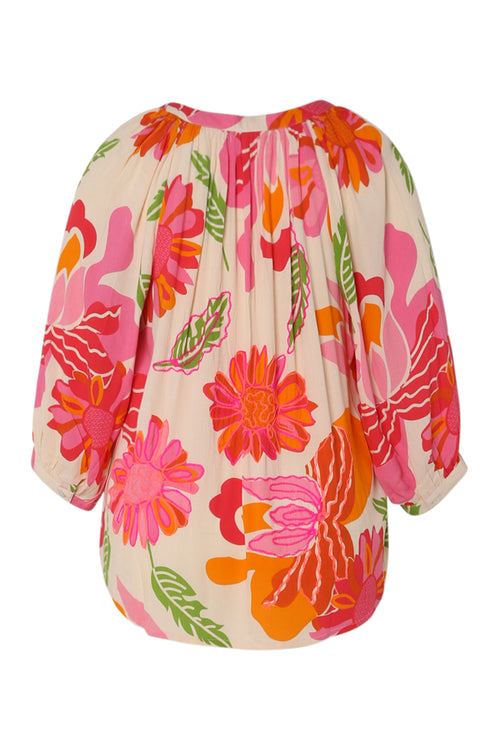 Blouse en viscose imprimé floral-Paprika-11