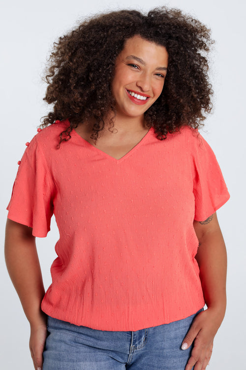 Blouse en viscose unie-Paprika-2