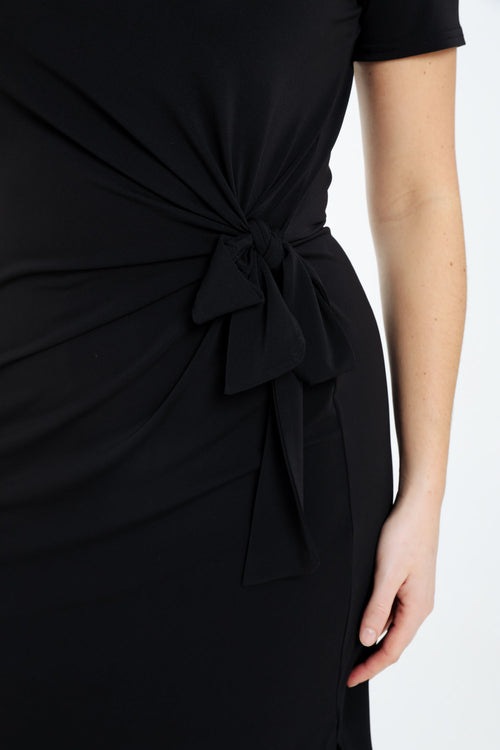 Robe en maille unie avec noeud-Paprika-3