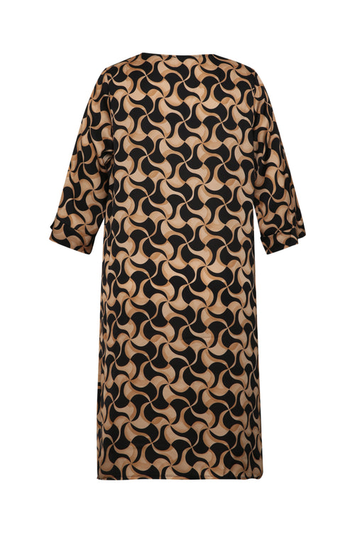 Robe en viscose imprimé graphique-Paprika-10
