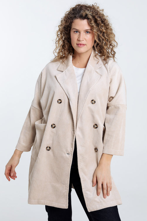 Longue veste en velours unie-Paprika-1