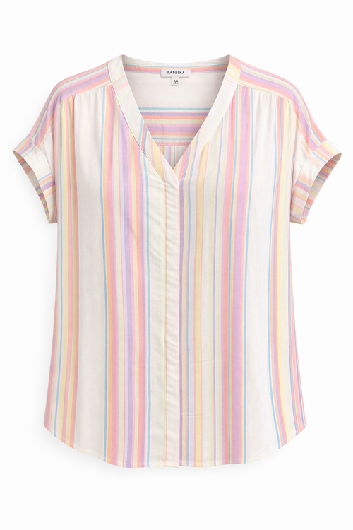 Top en viscose à rayures avec lurex-Paprika-2