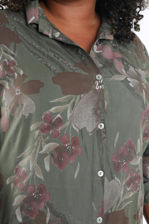 Chemise en lyocel imprimé fleuri-Paprika-5