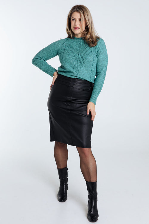 Pull uni torsade et strass-Paprika-7