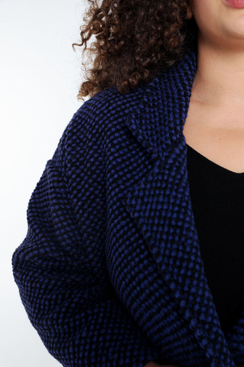 Manteau uni en tissu moucheté avec laine-Paprika-4