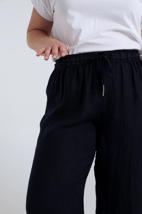 Pantalon en lin uni-Paprika-6