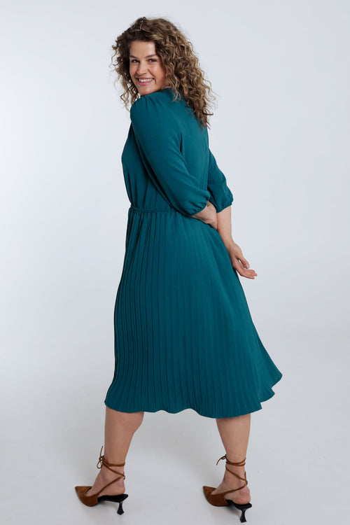 Robe longue unie bas plissé-Paprika-2