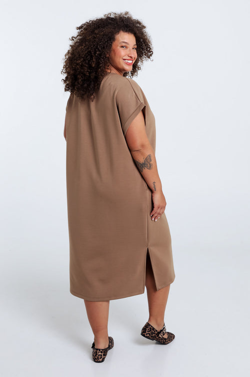 Robe longue unie en viscose-Paprika-2