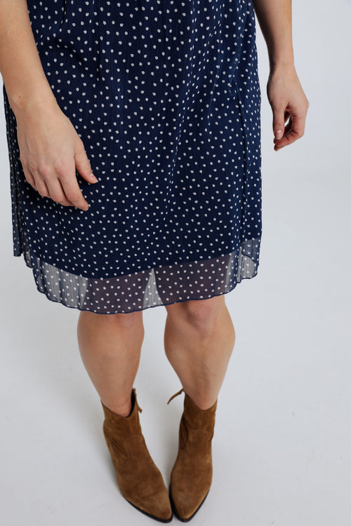 Robe en voile plissé imprimé pois-Paprika-5