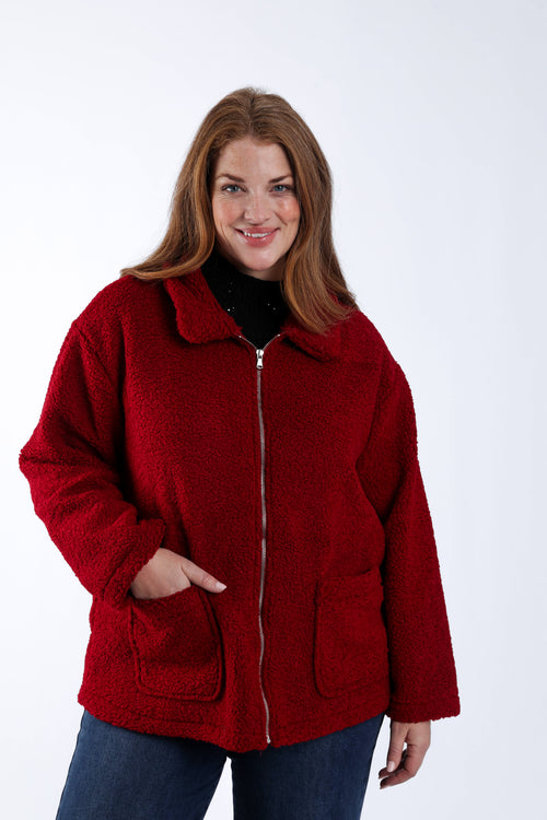 Manteau teddy uni-Paprika-2