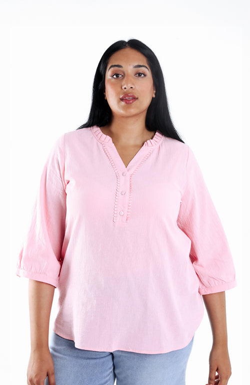 Blouse en coton unie-Paprika-2