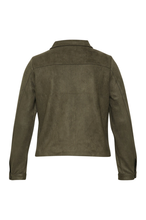 Veste courte effet suédine unie-Paprika-2