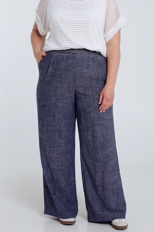 Pantalon large en lin uni-Paprika-1