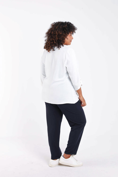 Blouse unie détail bijoux-Paprika-2