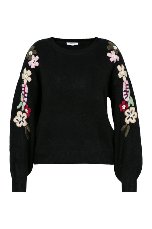 Pull uni avec manches détail broderies-Paprika-11