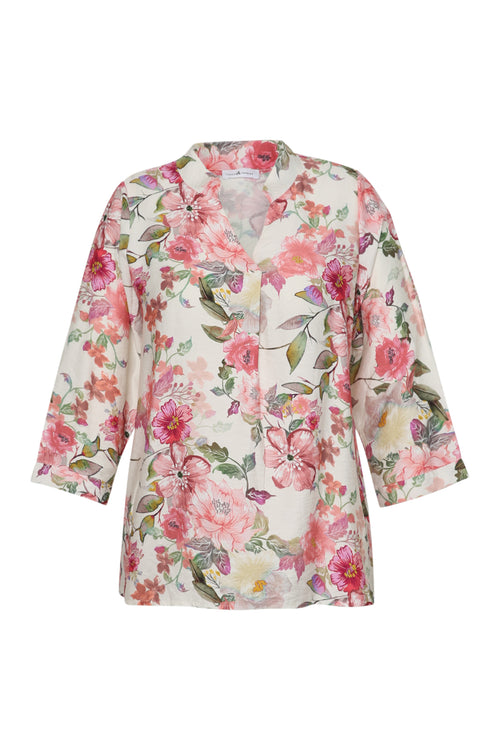 Blouse en viscose imprimé fleuri-Paprika-8