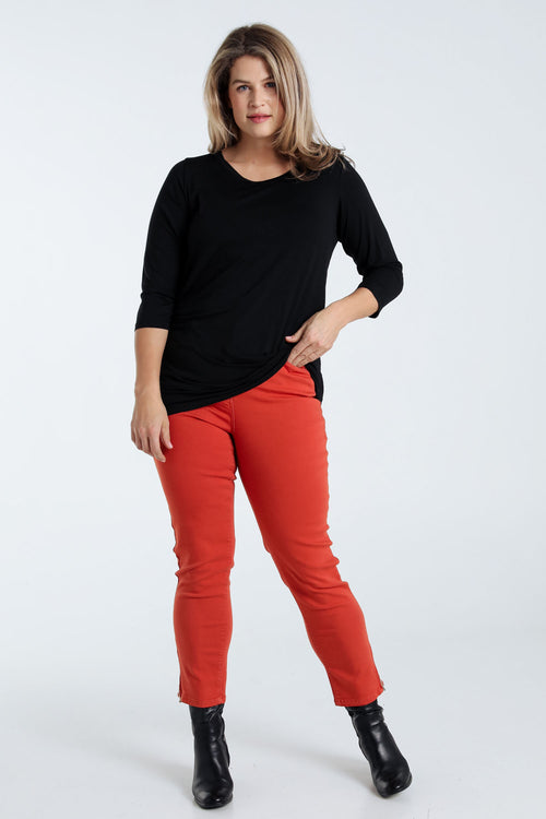 T-shirt basic uni en viscose-Paprika-9