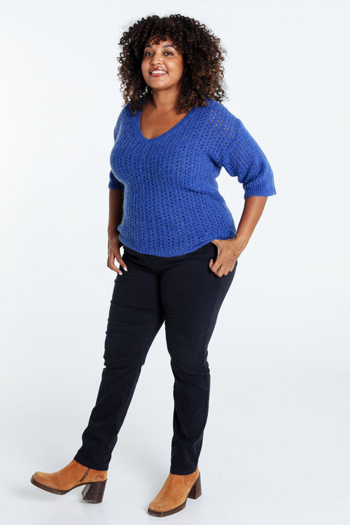 Pull court uni ajouré-Paprika-8