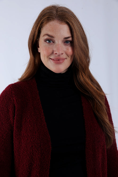 Gilet maille bouclette uni-Paprika-1