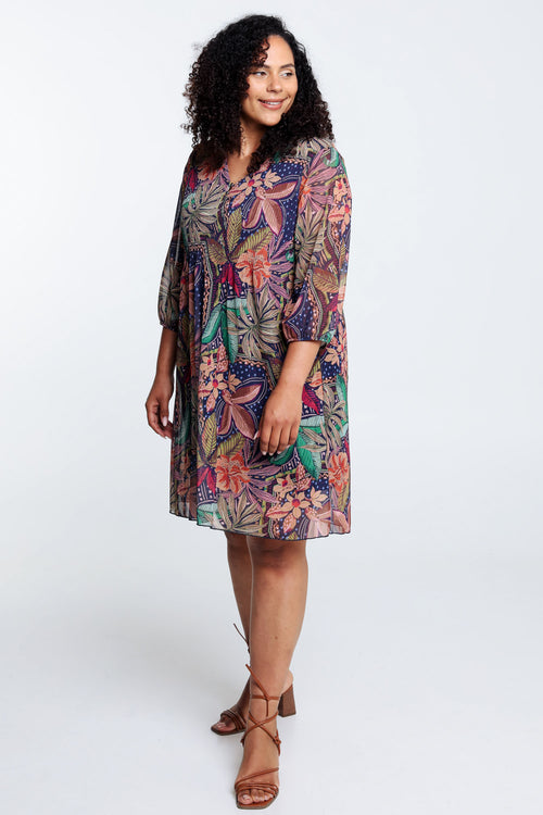 Robe en résille plissée-Paprika-7