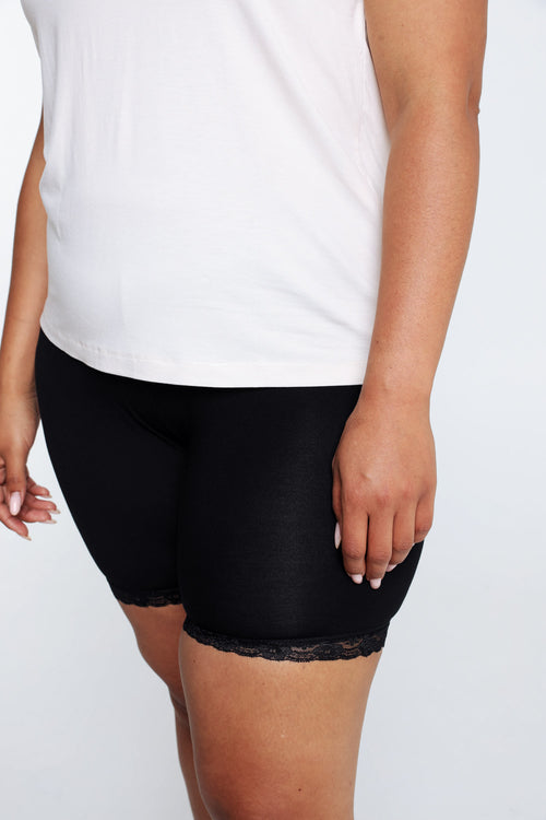 Short legging en viscose détail dentelle-Paprika-4