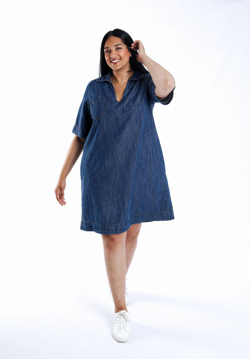 Robe courte en jeans-Paprika-8