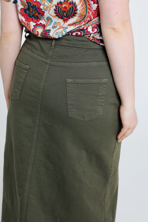 Jupe droite en coton-Paprika-4