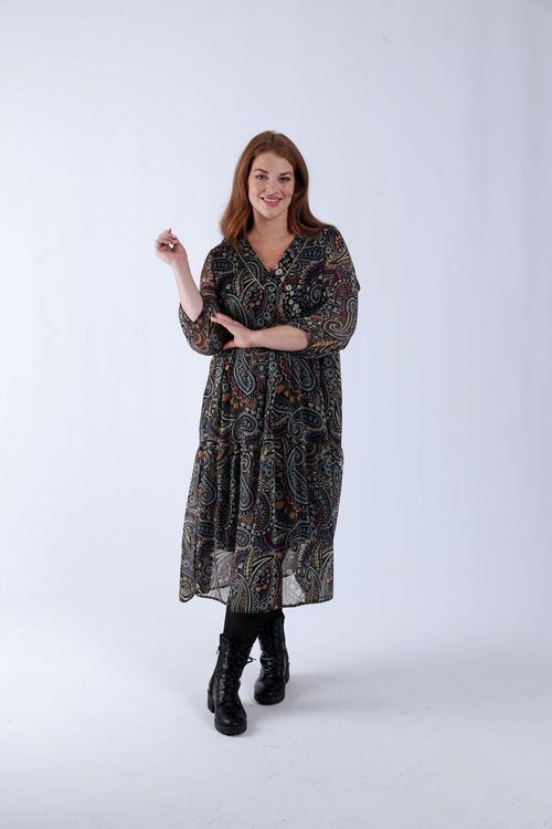 Robe imprimé cachemire-Paprika-8