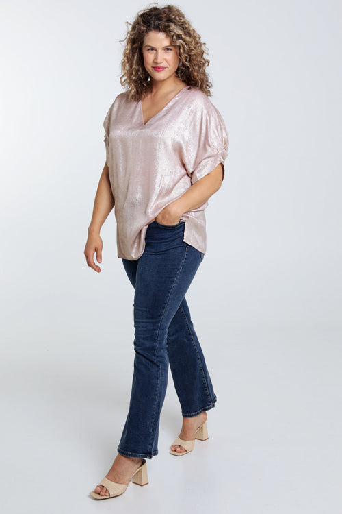 Blouse brillante à manches ballons-Paprika-7