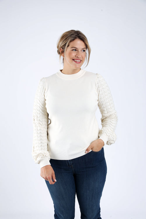 Pull uni avec manches chevrons-Paprika-1