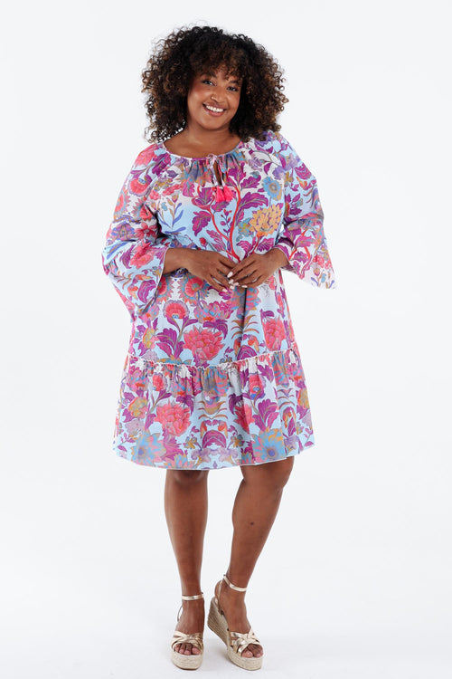 Robe tunique en coton imprimé floral-Paprika-9