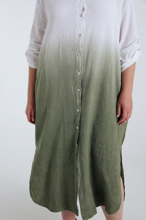 Robe chemise en lin et viscose tie&dye-Paprika-4