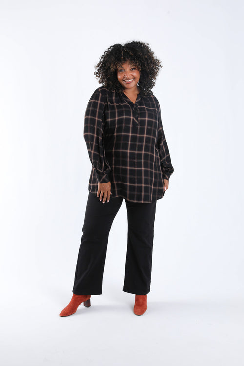 Chemise en viscose à carreaux avec lurex-Paprika-5