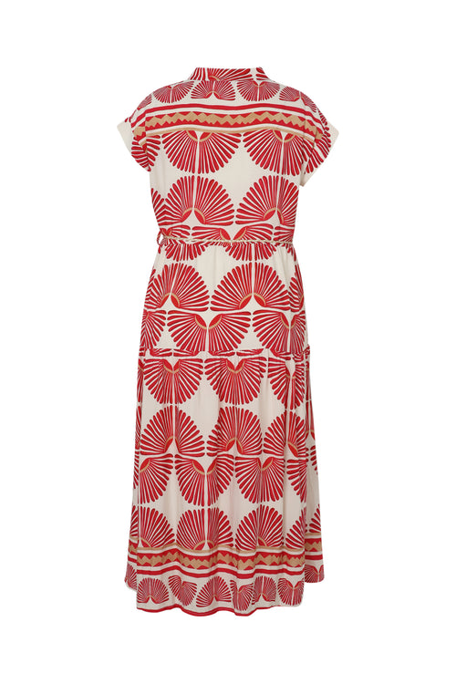 Robe longue en viscose imprimé feuillage-Paprika-11