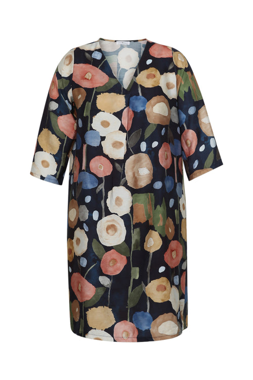 Robe courte en viscose imprimé coquelicots-Paprika-8