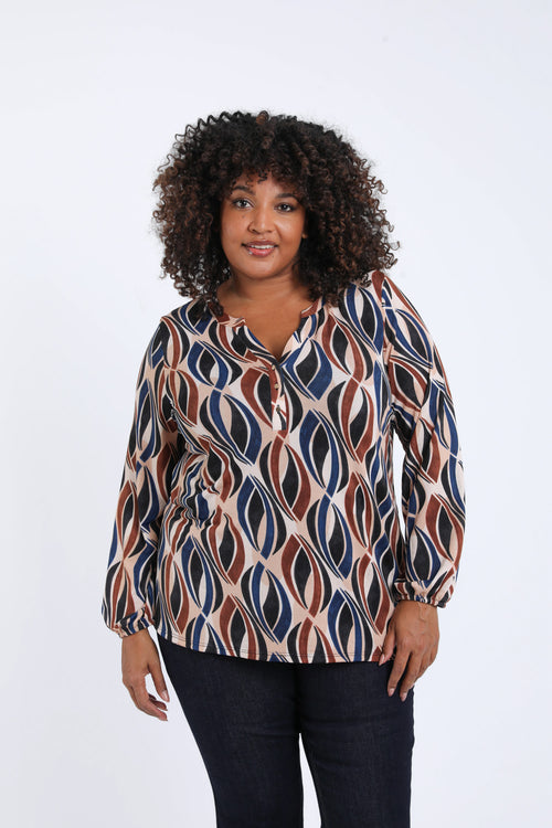 T-shirt maille chaude imprimé graphique-Paprika-2