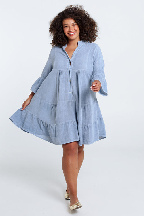 Robe tunique en gaze de coton unie-Paprika-8