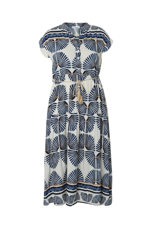 Robe longue en viscose imprimé feuillage-Paprika-10