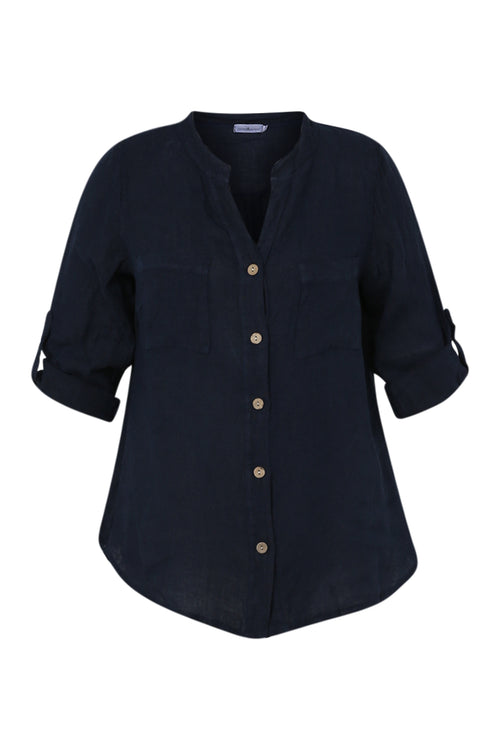 Blouse en lin unie-Paprika-10