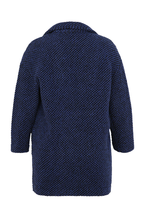 Manteau uni en tissu moucheté avec laine-Paprika-11