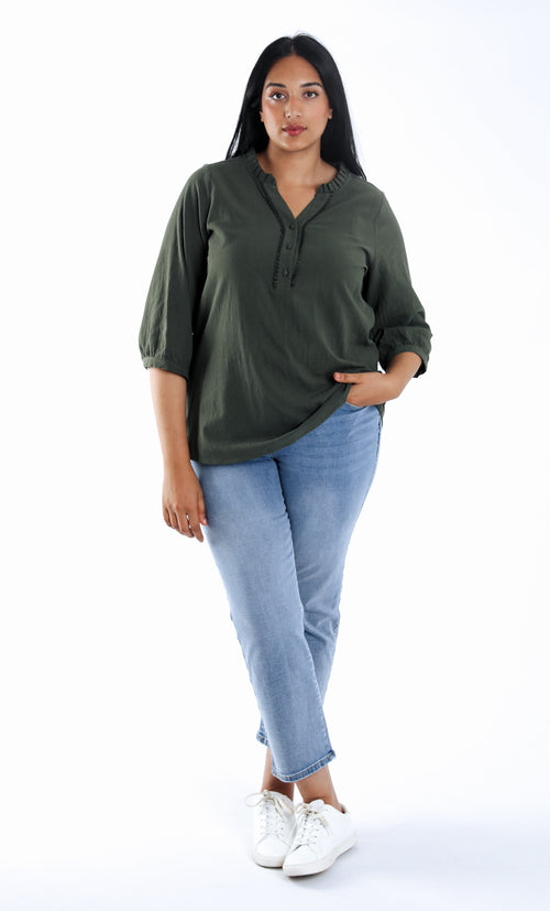 Blouse en coton unie-Paprika-7