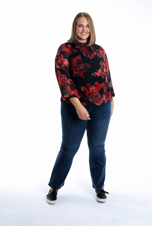 Blouse imprimé fleurs floues-Paprika-7