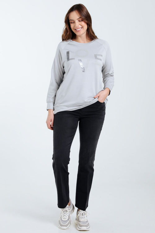 Sweat en molleton "Love" avec strass-Paprika-7