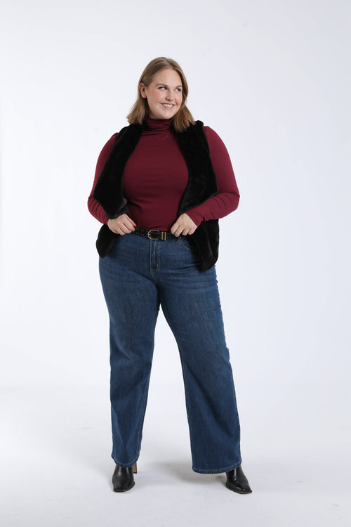 T-shirt col roulé en viscose uni-Paprika-5