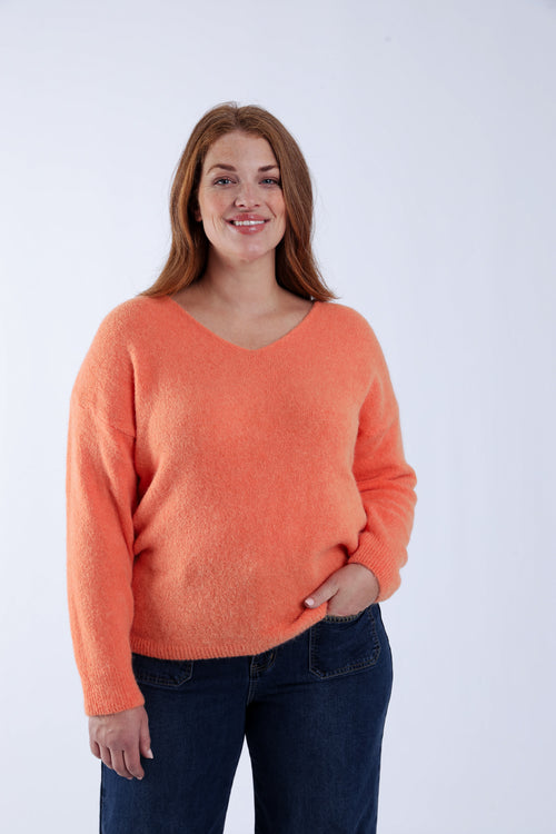 Pull avec alpaga uni-Paprika-1